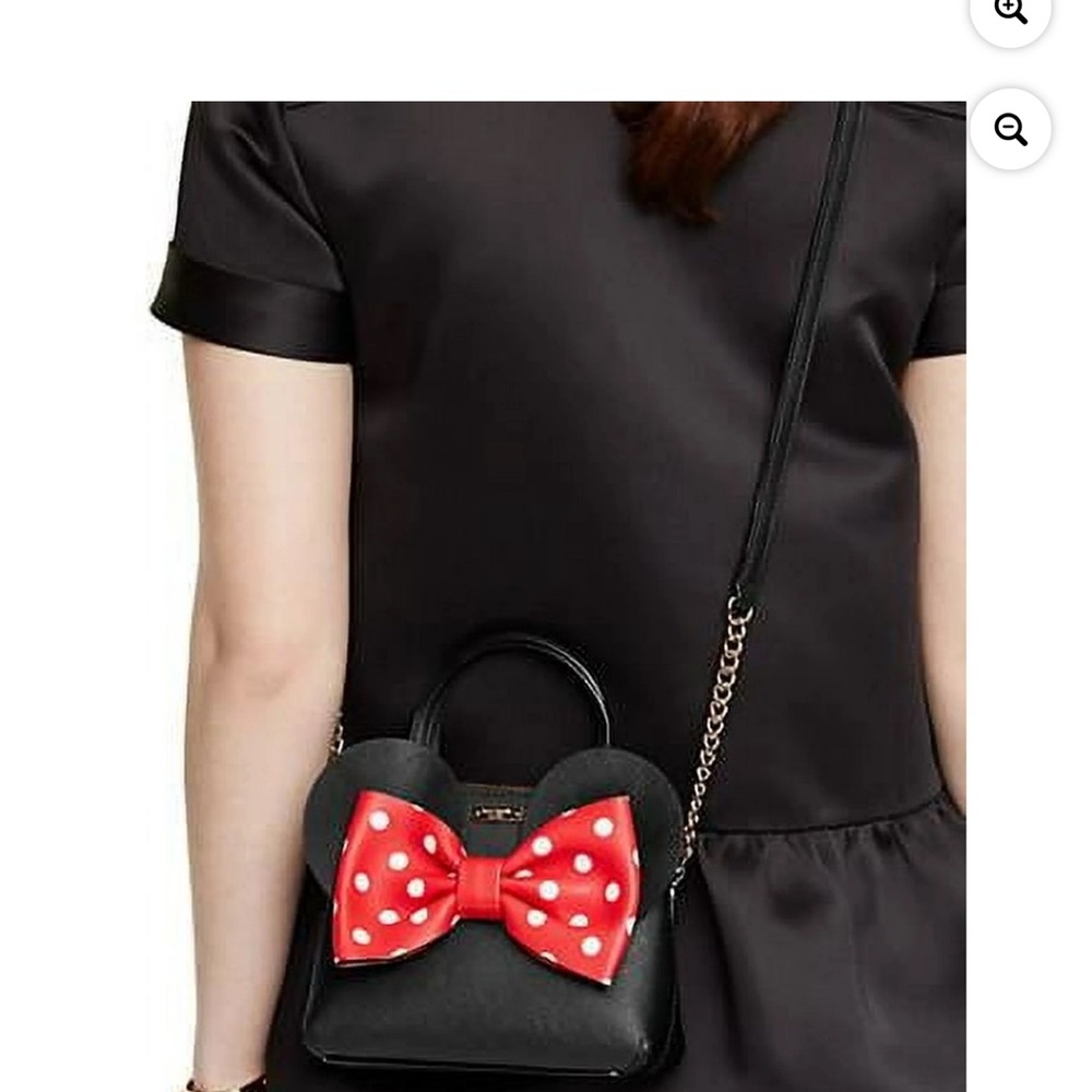 Kate Spade Minnie Mouse Mini Maise Black Bag with Red Polka Dot Bow Bag EUC - Picture 4 of 11
